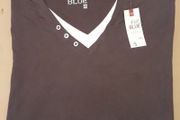 F&amp;F Dark Brown V-Neck Shirt with White Mock Layer in Size XXXL (Brand New &amp; Tagged)