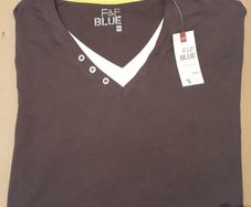 F&F Dark Brown V-Neck Shirt with White Mock Layer in Size XXXL (Brand New & Tagged)