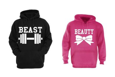 Couple Hoodies - Beauty And Beast Set great gift present for wedding or couples