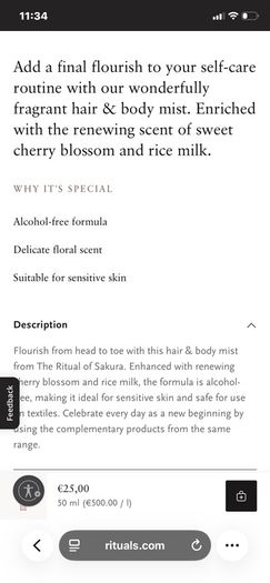 New RITUALS The Ritual of Sakura Shimmering Body Spray and Hair and Body Mist