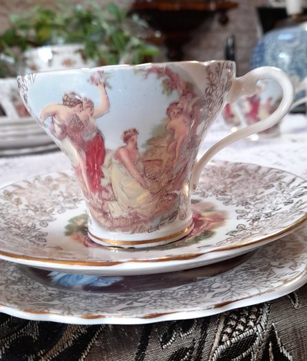 An antique  Aynsley tea trio