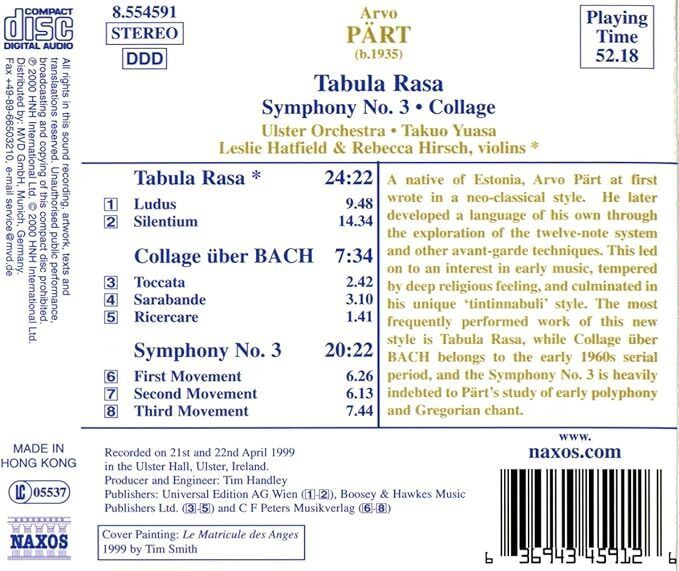 Part. Tabula Rasa. Symphony No. 3. CD. Free Postage!