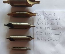 6pcs USSR HSS Combined Center Drill Bits Set NOS Soviet R6M5 Lathe 2.0-6.3mm.