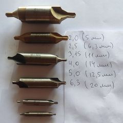 6pcs USSR HSS Combined Center Drill Bits Set NOS Soviet R6M5 Lathe 2.0-6.3mm.