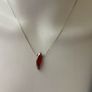 Delicate silver tone chain necklace with red pendant Image 2
