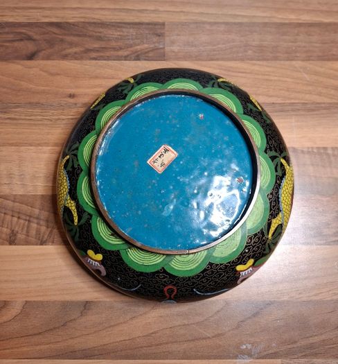Chinese Cloisonne Low Bowl with Dragon Motif