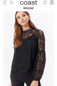 COAST | Black scallop neck Lace top - BNWT