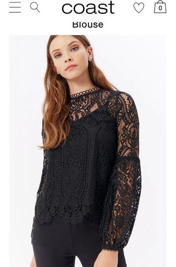 COAST | Black scallop neck Lace top - BNWT