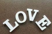 L O V E wooden letters