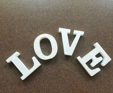L O V E wooden letters