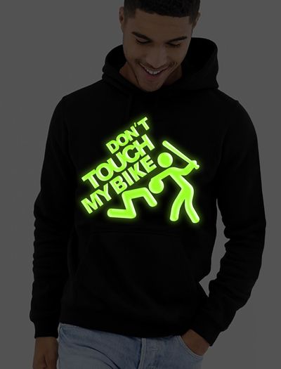 Don't touch my bike hoodie glow in the dark logo hoodie cool biker hooded jumper