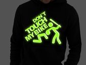 Don't touch my bike hoodie glow in the dark logo hoodie cool biker hooded jumper