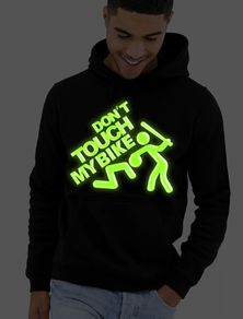 Don't touch my bike hoodie glow in the dark logo hoodie cool biker hooded jumper