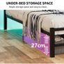 King Size Bed Frame with Storage Headboard, 5ft Upholstered Bed Frame Kingsize with Charging Station and LED Lights/Under Bed Storage/No Box Spring Needed, Dark Gray Image 2