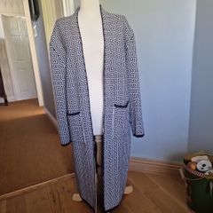 black and white knitted coat