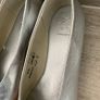 M&S Leather Square Toe Ballet Pumps Silver Metallic  Size 5.5 Image 5
