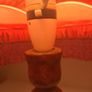 Vintage Lamp Red Shade Mahogany Dipped Base Image 4