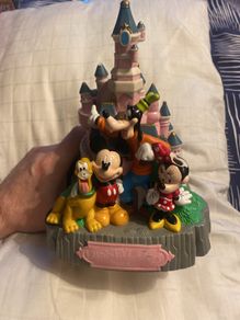 Disneyland Paris Coin Bank Plastic Fab Four Mickey Minnie Pluto Goofy Castle