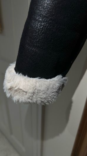 Zara Kids Black Faux Shearling Biker Jacket - Size 13-14 Yrs / 164 cm