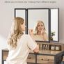 Dressing Table with Mirror and Stool, Vanity Table with Tri-Fold Mirror, 3 Drawers, Hair Dryer Holder Image 5