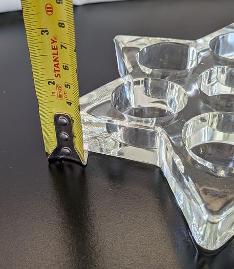 Star of David Glass Candle Holder Seven Light Jewish Judaica Tealight