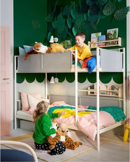 VITVAL Bunk bed frame, white/light grey, 90x200 cm