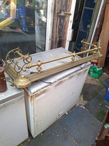 A Beautiful Antique Brass Fireplace Fender with awesome Scroll Brass on the Sides