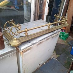 A Beautiful Antique Brass Fireplace Fender with awesome Scroll Brass on the Sides