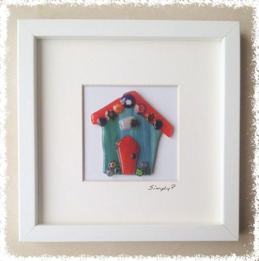 Handmade Glass Art Frame - Green Fairy House