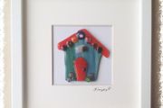 Handmade Glass Art Frame - Green Fairy House