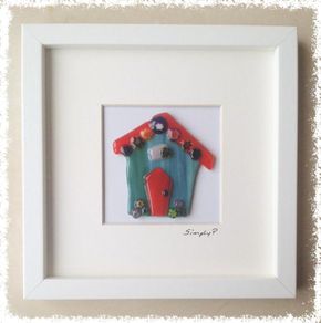 Handmade Glass Art Frame - Green Fairy House