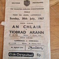 1967 Munster Hurling Final Programme  Clare v Tipperary