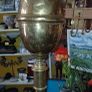 antique brass oil lamp stand Image 9