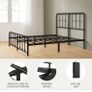 Double Bed Frame with Headboard - 4ft6 (135 x 190 cm) - 14'' Height - Metal Bed Base with Footboard - Steel Slat Support - Easy Assembly - Black Image 10