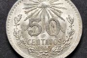 Excellent 1945 M Silver Mexico  50 Centavos coin