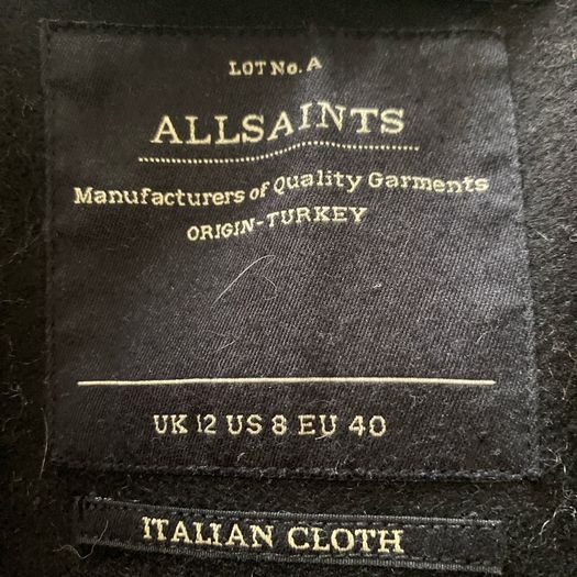 Allsaints Black Fur Shield Coat UK 12