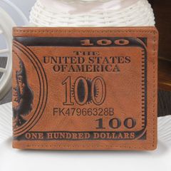 Men's American 100 Dollar Bill Wallet Real PU Leather