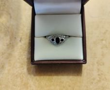 Sapphires in silver ring