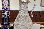Antique Vintage Silver Plated Crystal Glass Claret Jug Pitcher