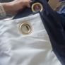 Navy coloured bird pattern curtains (eyelets) Image 2