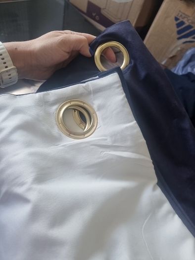 Navy coloured bird pattern curtains (eyelets)