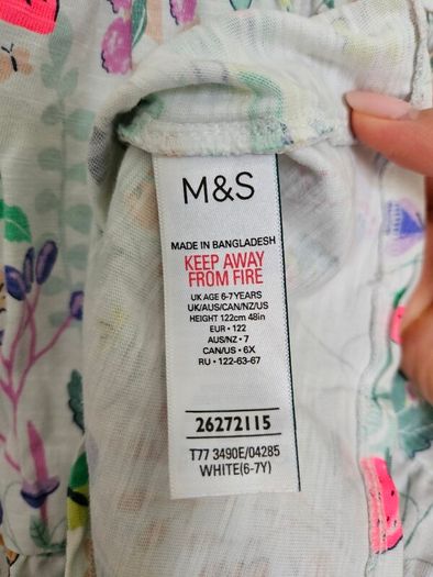 M&S Girls Summer Colourful Dress 6-7 Years