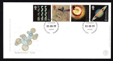 1999 Great Britain Millennium Projects The Scientists' Tale Commemorative Stamps Royal Mail Addressed First Day Cover (FDC).