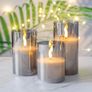 Silver Grey Glass Flameless Flickering Candles with Remote, 3 Pack Realistic LED Fake Candles 3 Inch H 4 Inch 5 Inch 6 Inch Image 5