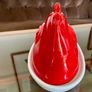 Vintage 1980s Red and White Glossy Egg Storage Hen Shaped Italy Image 3