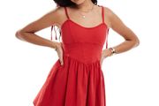 Asos Design Red Denim Dress