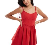 Asos Design Red Denim Dress