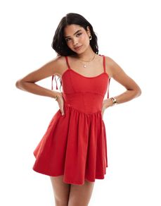 Asos Design Red Denim Dress
