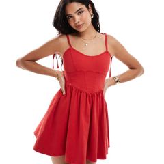 Asos Design Red Denim Dress