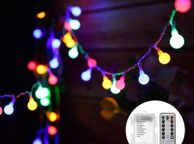 main image for ad Globe String Lights Battery Powered 0.6W 10M 80LEDs Outdoor Fairy Lights Multi-Color 8 Modes Waterproof with Remote Control for Party Living Room Bedroom Patio Garden